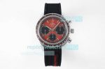Swiss Replica Omega Speedmaster Red Chronograph Dial Black Rubber Strap Watch 40MM